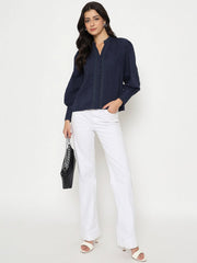 Madame Ladies Western Top H/S M5S18722 026 Navy
