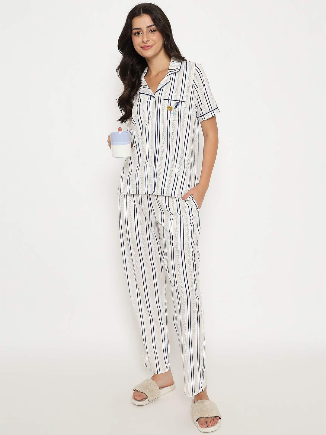 M-Secret Ladies Western Night Suit H/S S5S30101 1 Off White