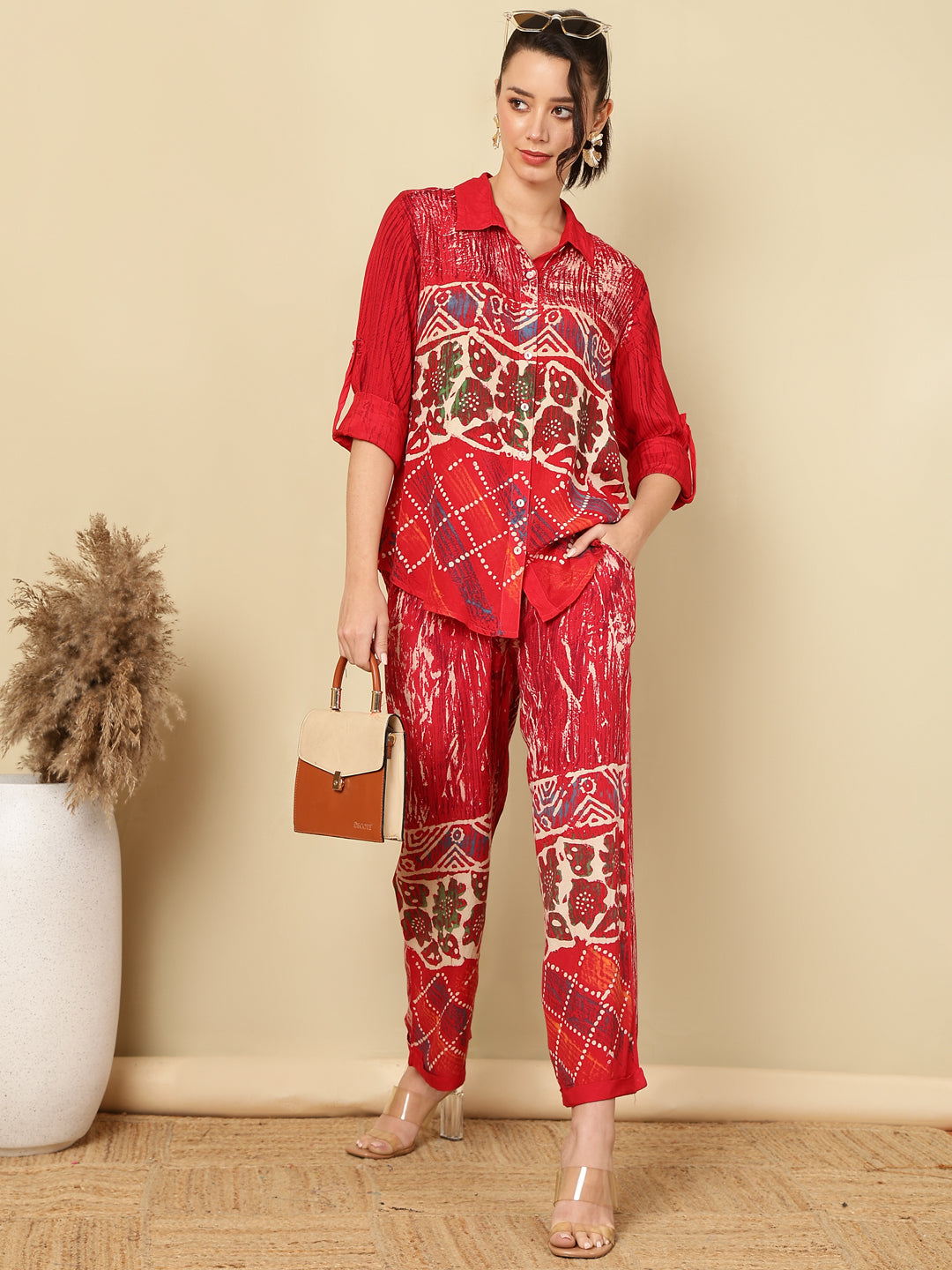 Hand Tie -Dye Bagru Printed Office Co-Ord Set
