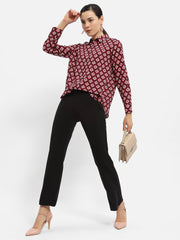 Madame Ladies Western Top H/S M4S18208 023 Mehroon