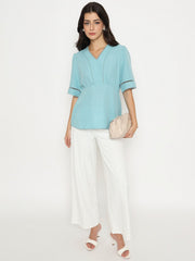 Madame Ladies Western Top H/S M5S18702 036 Sea Green