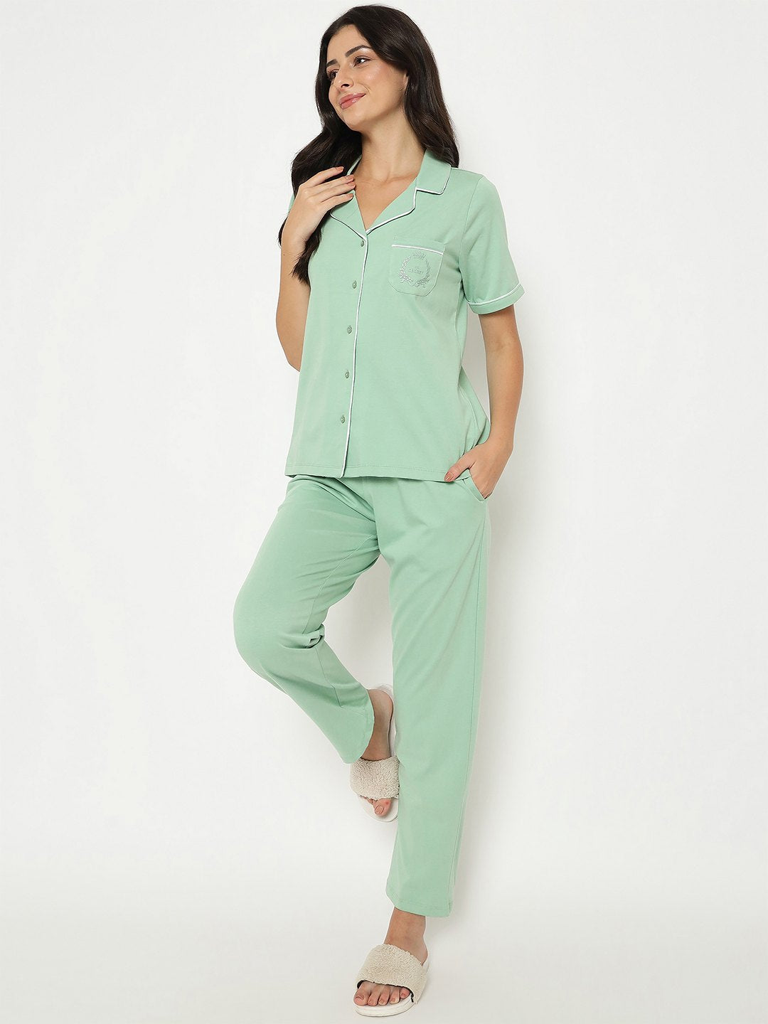 M-Secret Ladies Western Night Suit H/S S5S30055 042 Mint