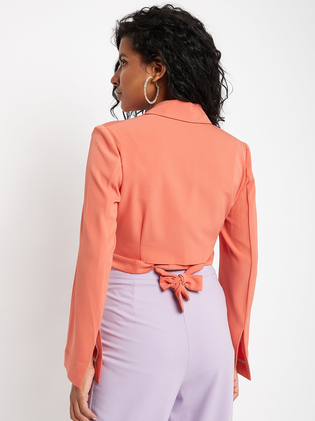 Madame Tie-Around Waist Coral Blazer