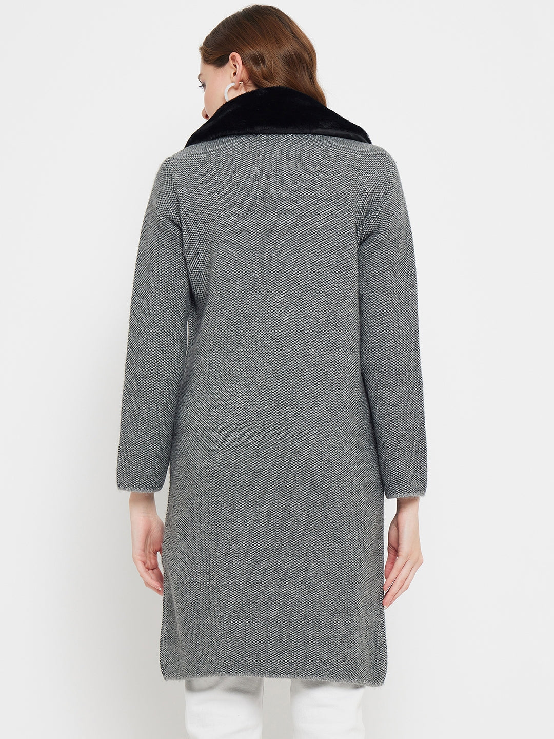 Madame Fleece Collar Grey Longline Shrug