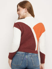 Madame Brown Colourblocked Round Neck Sweater