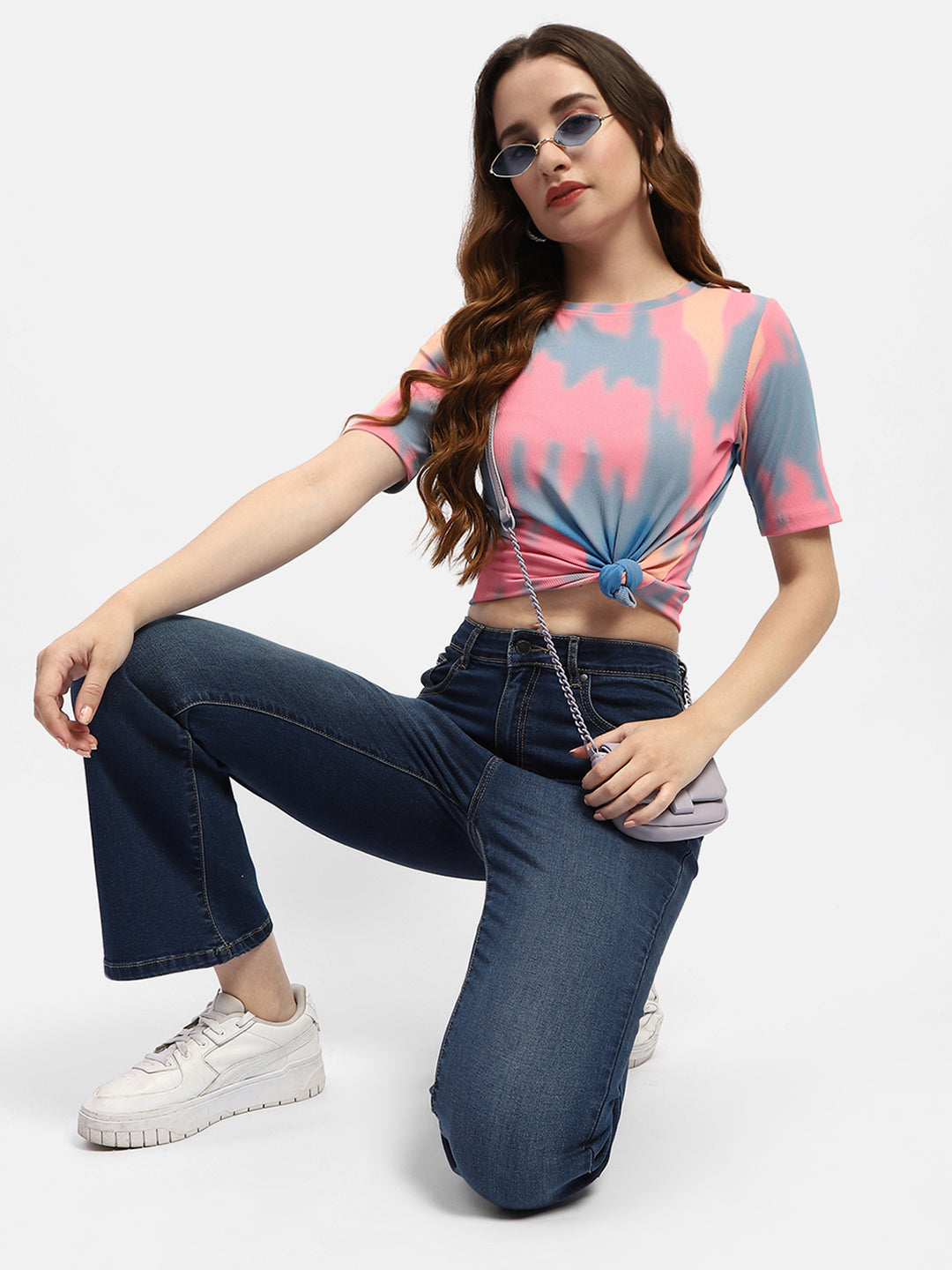 Madame Abstract Print Pink Regular T-Shirt