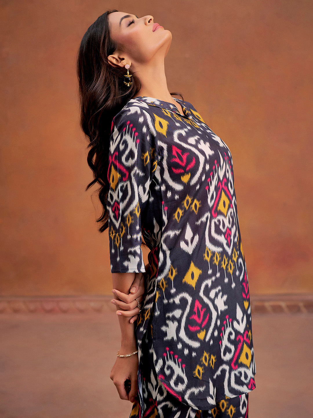 Black Ikat Printed Festive Co-Ord Set