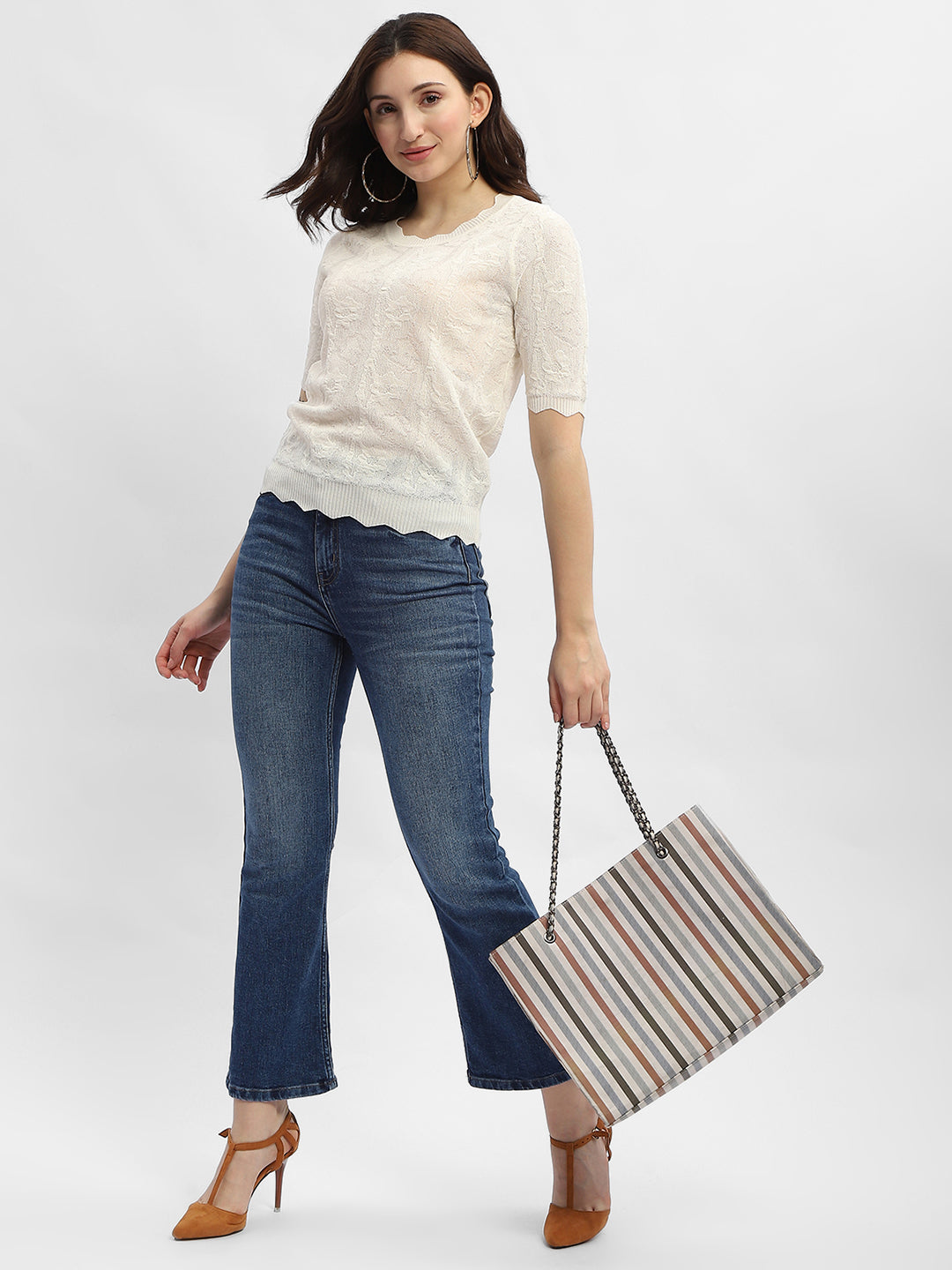 Madame Crinkled Beige Sheer Top