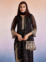 Jaipur Kurti Ladies Western Kurti 3Pcs Set 1C24Kpldr003 Black