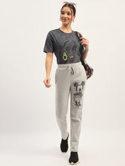 Madame Printed Charcoal Cotton T-Shirt