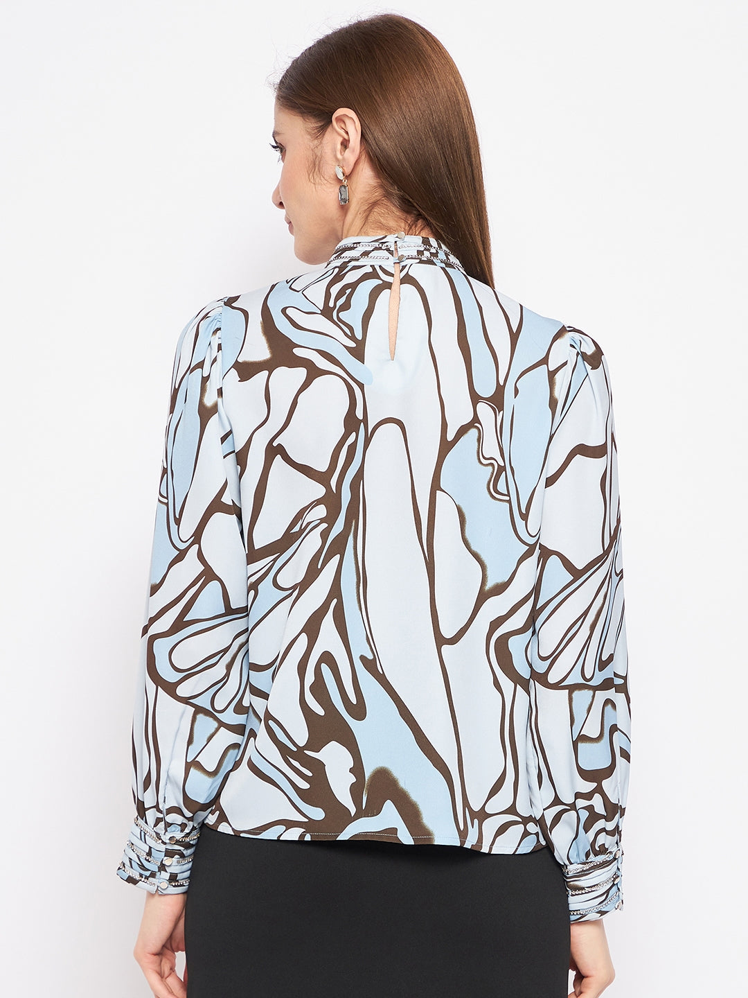 Madame Printed Floral Motif Blue Top