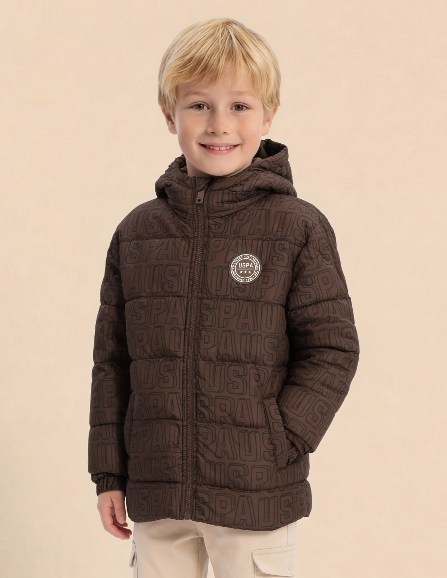 U.S.POLO KIDS BOYS JACKET UKJCK0314 BROWN