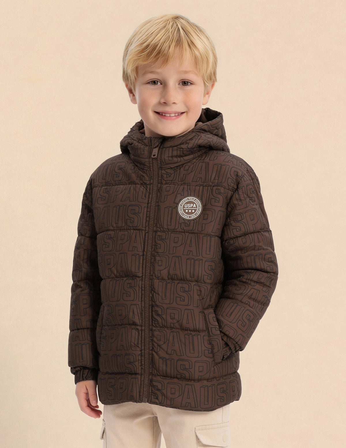 U.S.POLO KIDS BOYS JACKET UKJCK0314 BROWN