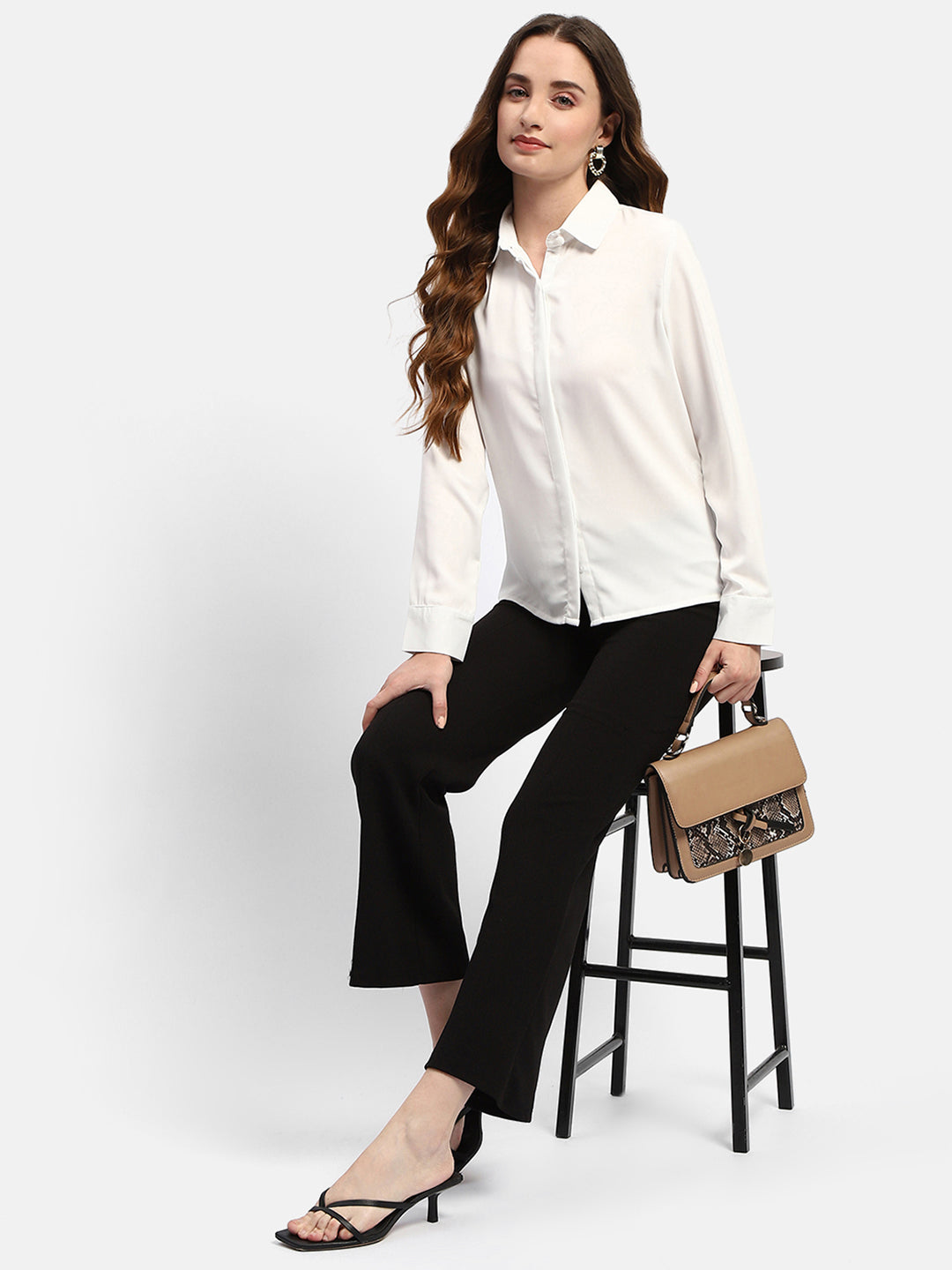 Madame Solid White Regular Shirt