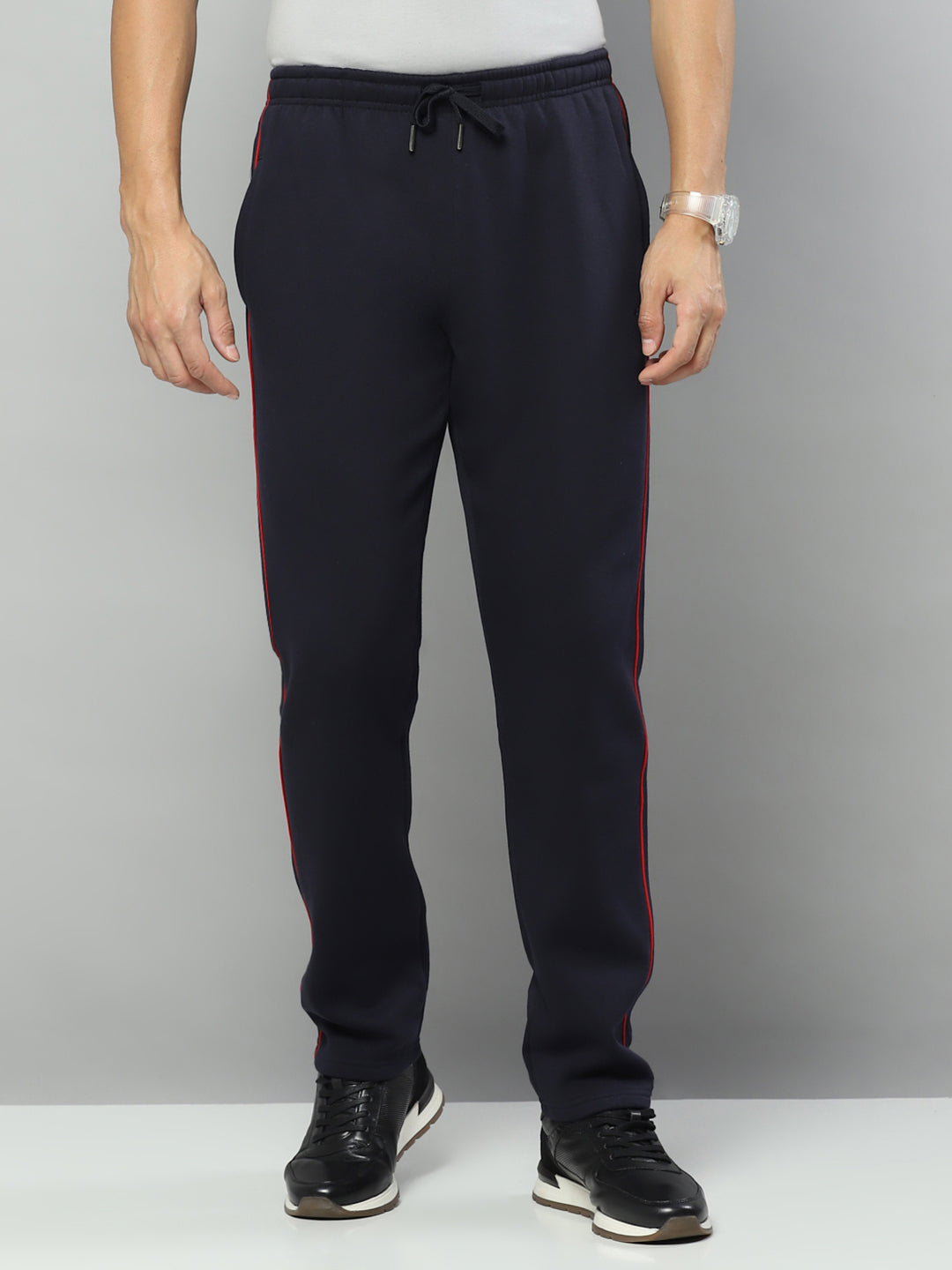 Men Navy Blue Solid Regular Fit Winter Lower