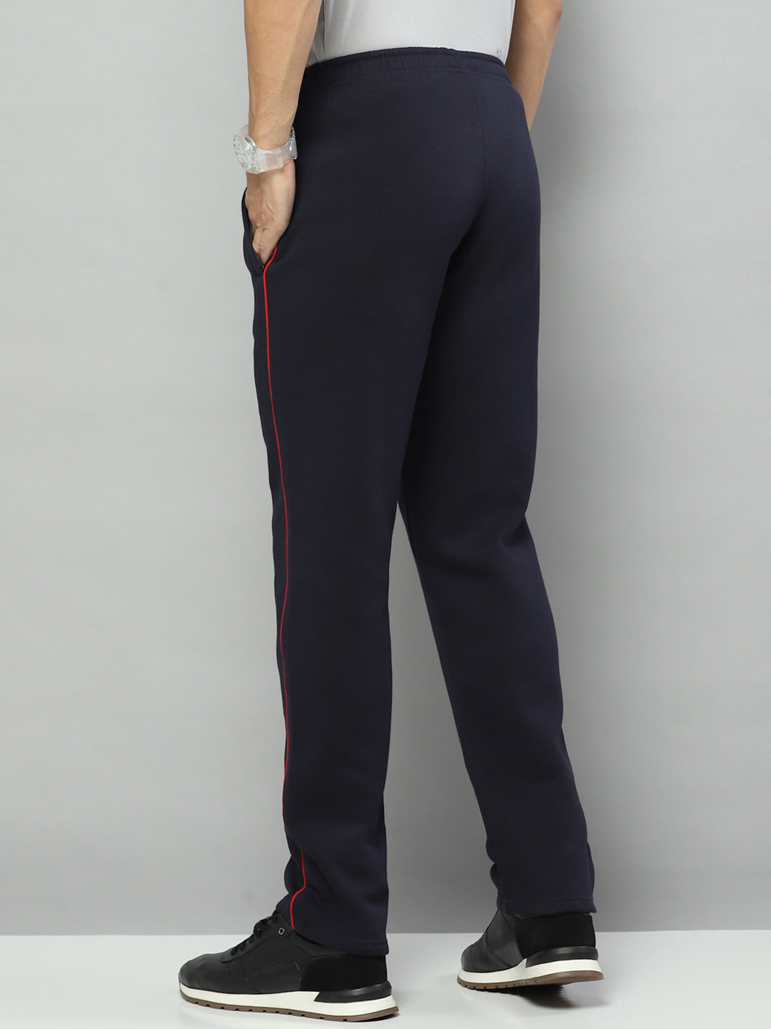 Men Navy Blue Solid Regular Fit Winter Lower