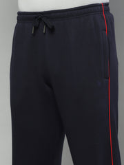 Men Navy Blue Solid Regular Fit Winter Lower