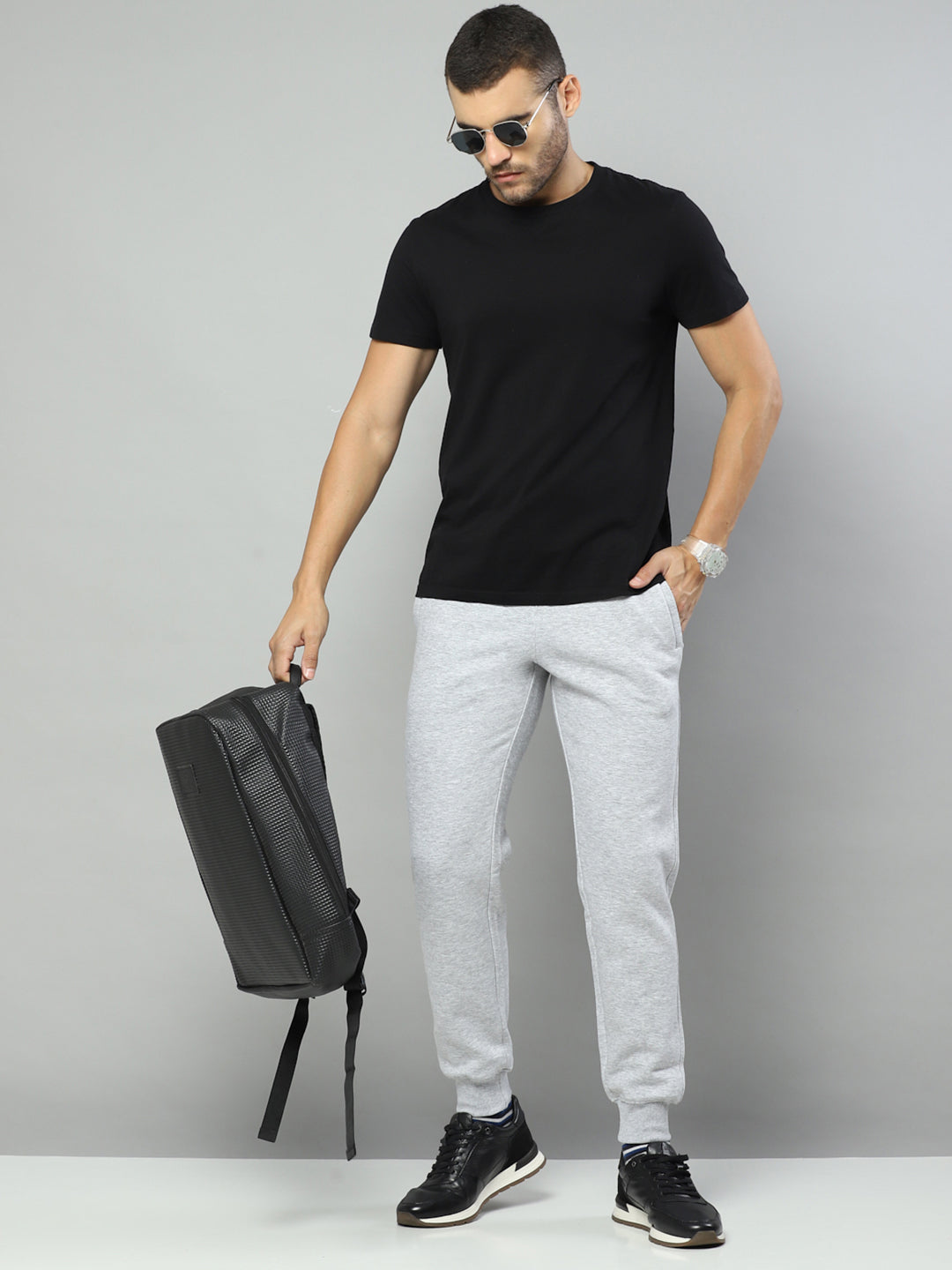 Men Grey Melange Solid Regular Fit Winter Lower