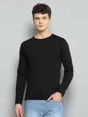 Men Black Solid Round Neck Full Sleeve T-Shirt - Goyalsons ShopMax