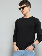 Men Black Solid Round Neck Full Sleeve T-Shirt - Goyalsons ShopMax