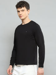 Men Black Solid Round Neck Full Sleeve T-Shirt - Goyalsons ShopMax