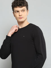 Men Black Solid Round Neck Full Sleeve T-Shirt - Goyalsons ShopMax