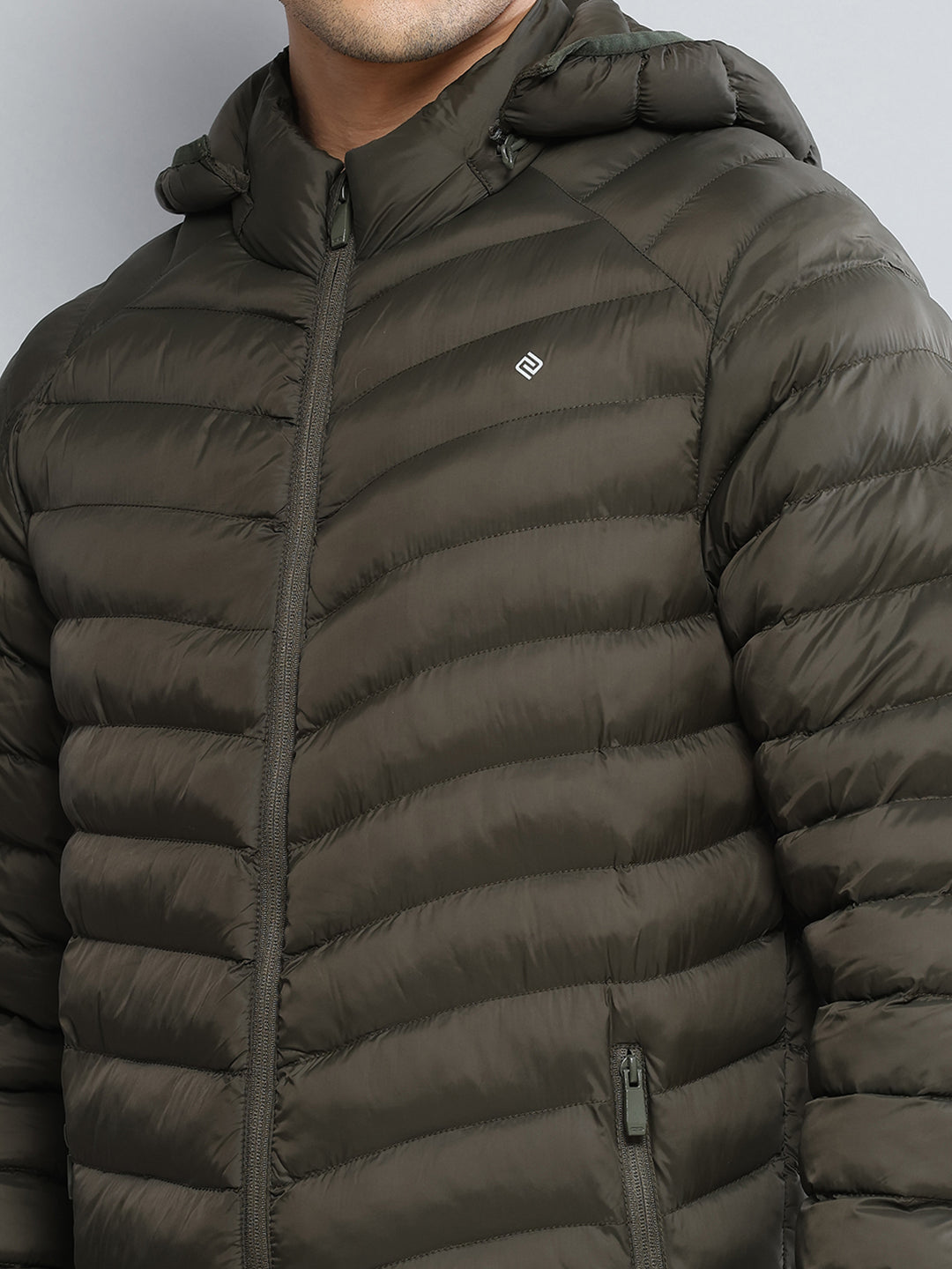 Men Olive Solid Hooded Full Sleeve Jacket - Goyalsons ShopMax