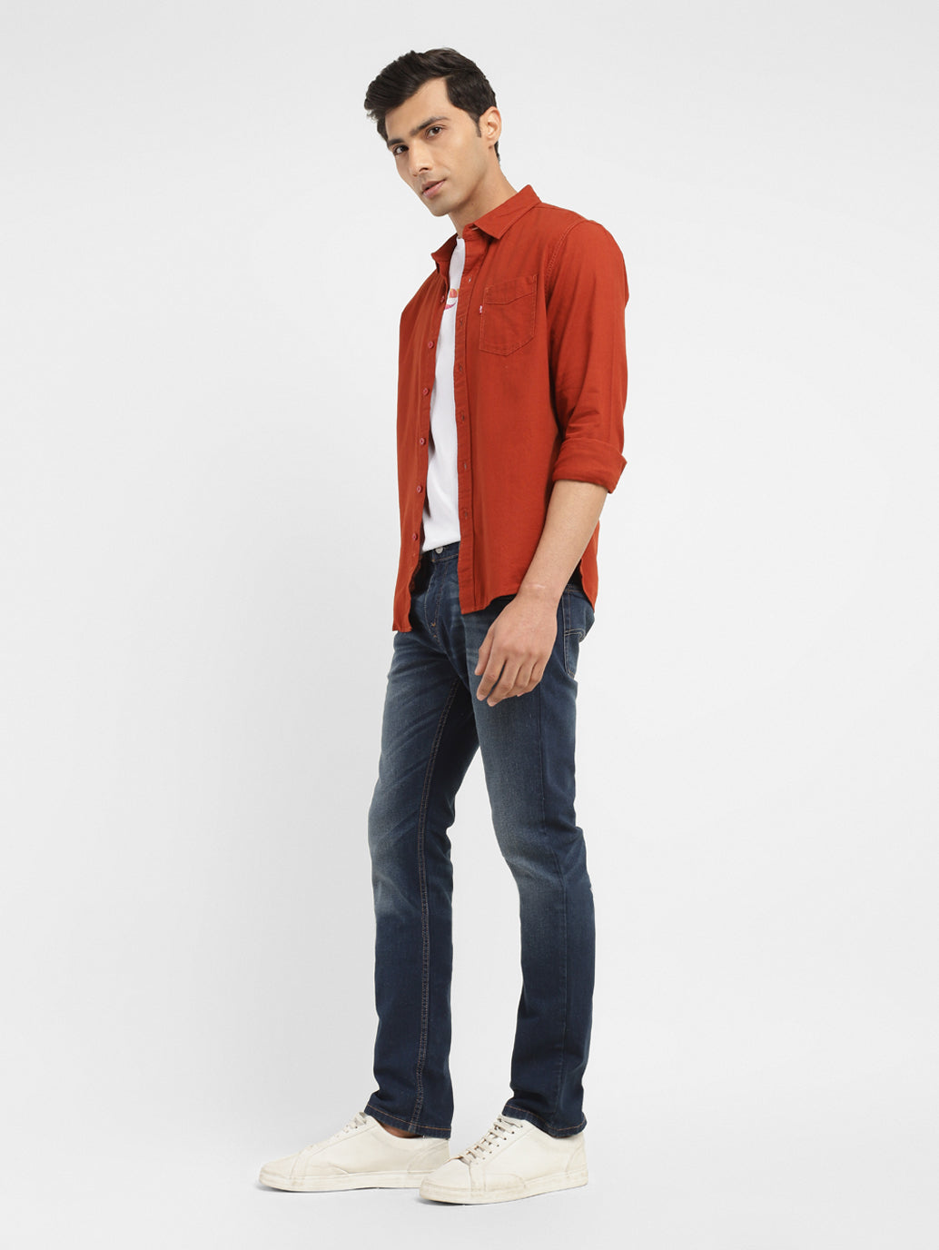 Men'S 65504 Blue Skinny Fit Mid Rise Jeans