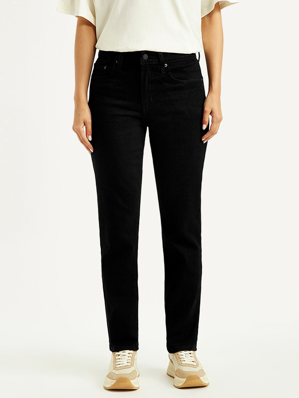 Women'S 724 Black Straight Fit High Rise Jeans