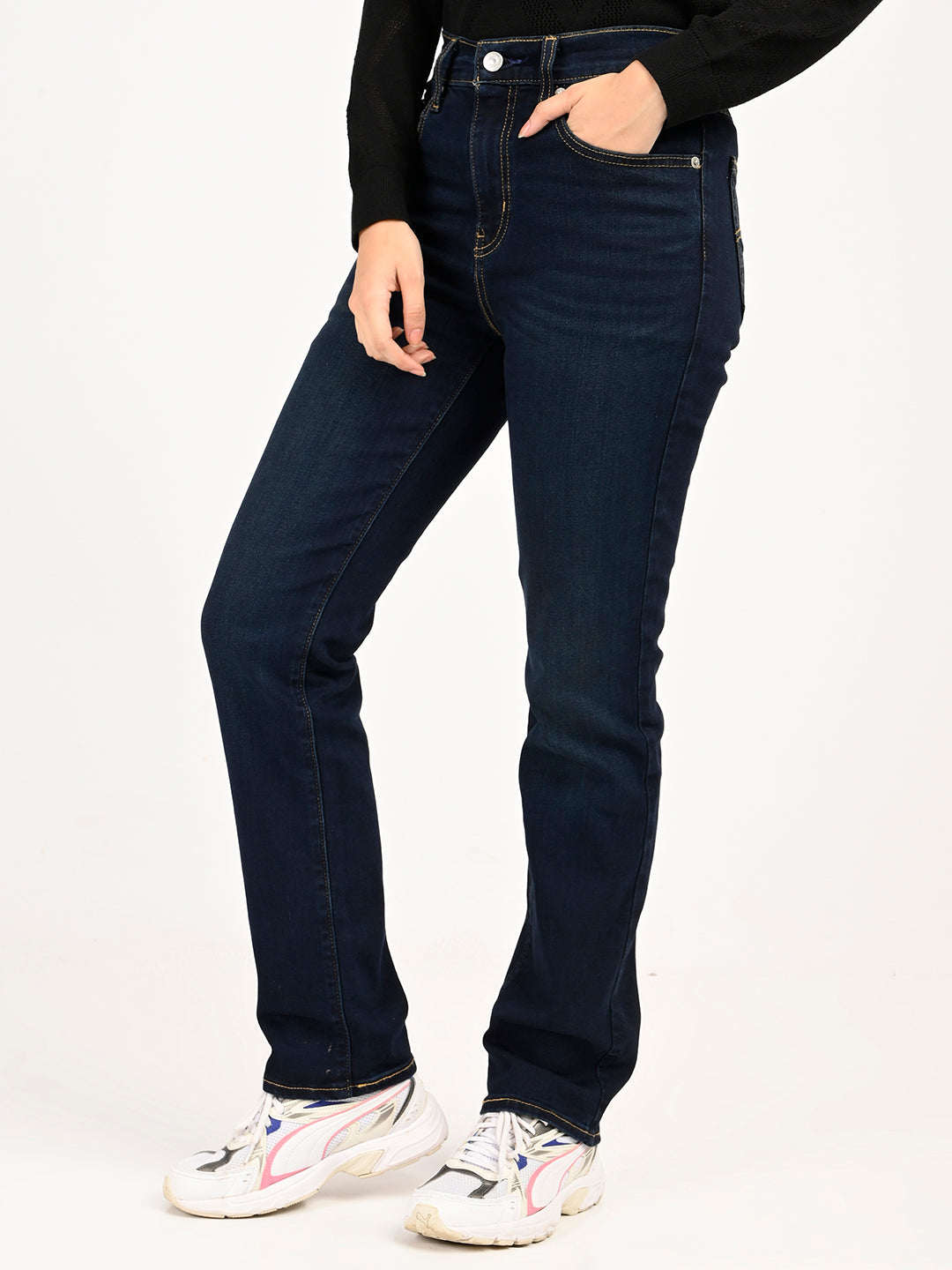 Women'S 724 Dark Blue Slim Straight Fit High Rise Jeans