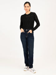 Women'S 724 Dark Blue Slim Straight Fit High Rise Jeans