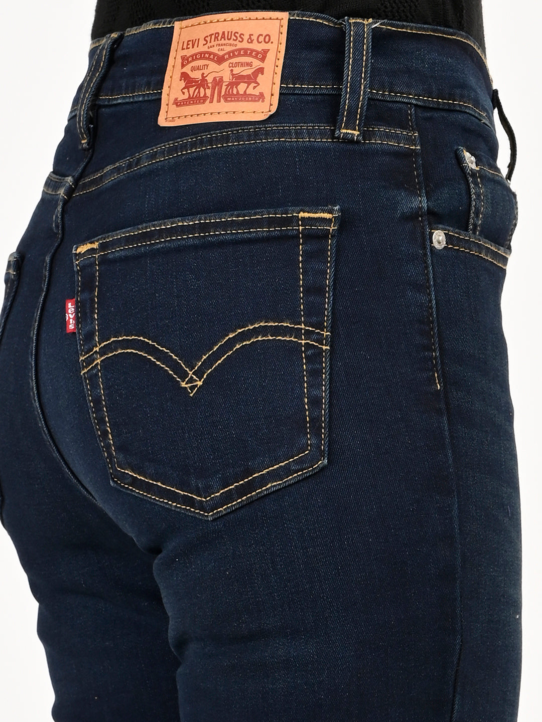 Women'S 724 Dark Blue Slim Straight Fit High Rise Jeans