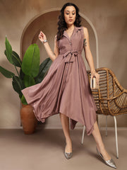 Gipsy Auberzine Solid Polyester Dress