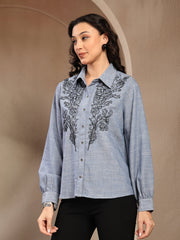 Gipsy Ladies Western Top F/S 6Shr252018 Den.Blu Ub Denim Blue