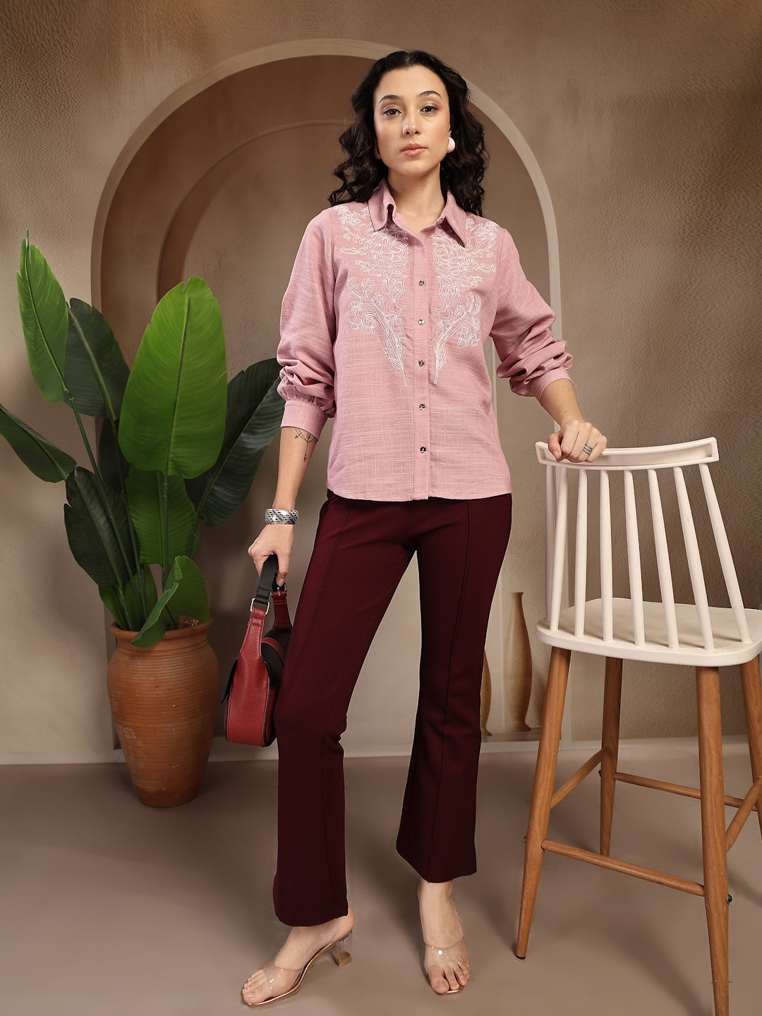 Gipsy Pink Solid Cotton Shirt