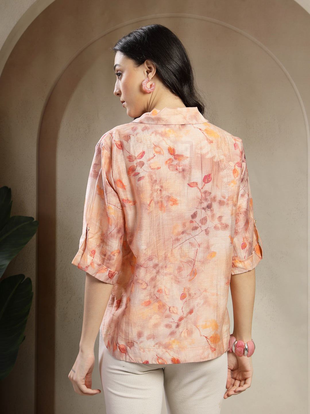 Gipsy Brown Rayon Printed V-Neck Tunic