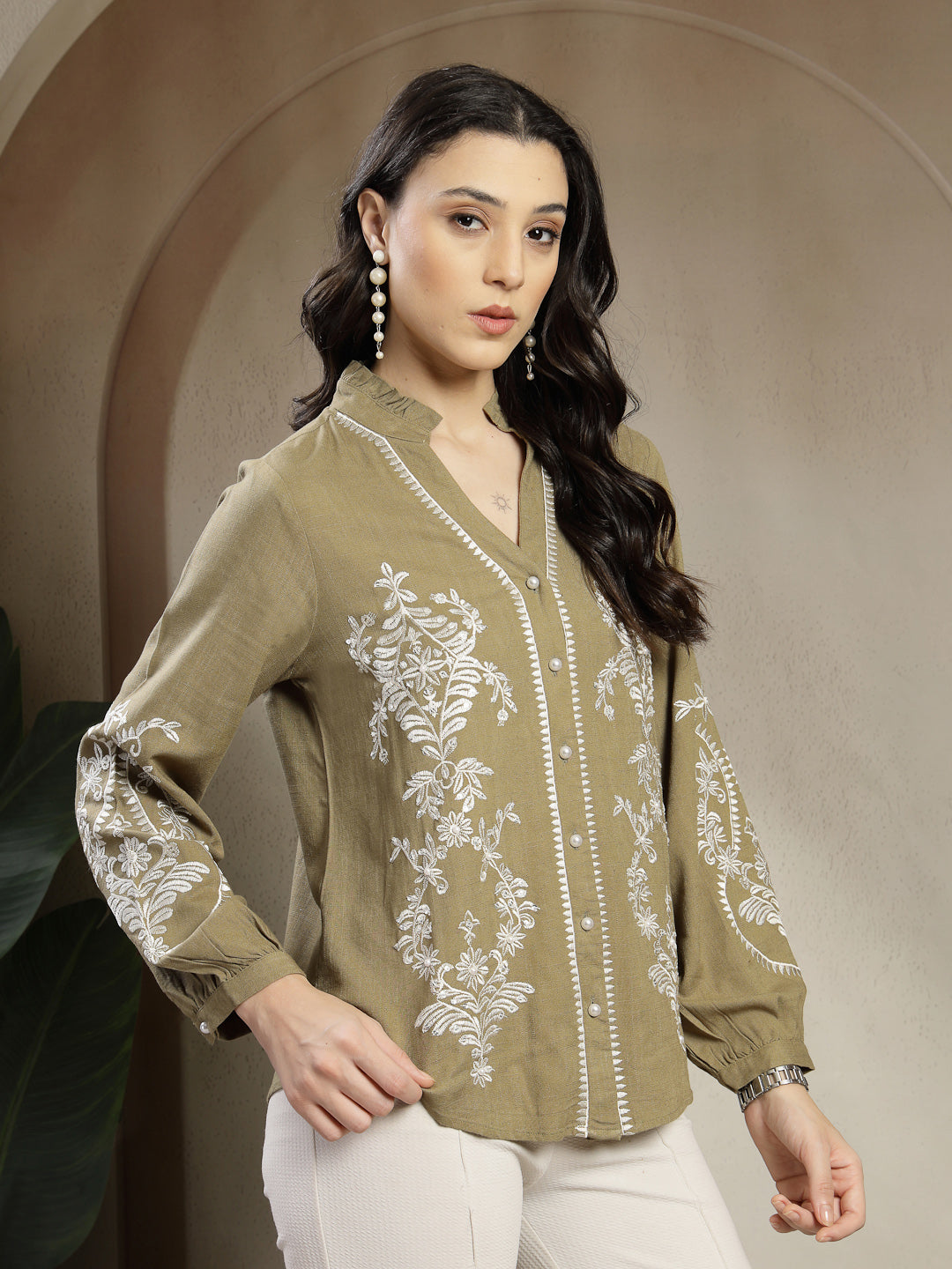 Gipsy Ladies Western Tunic 6Tnc251132 Olv Ub Olive