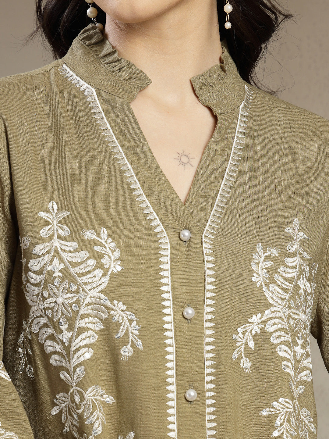 Gipsy Ladies Western Tunic 6Tnc251132 Olv Ub Olive