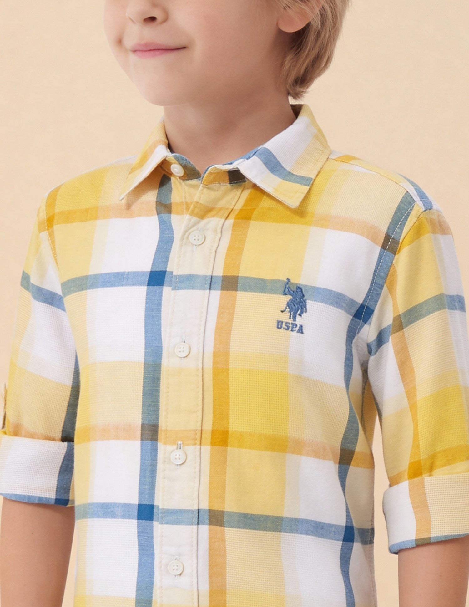 U.S.POLO KIDS BOYS SHIRT H/S UKSHT1890 YELLOW
