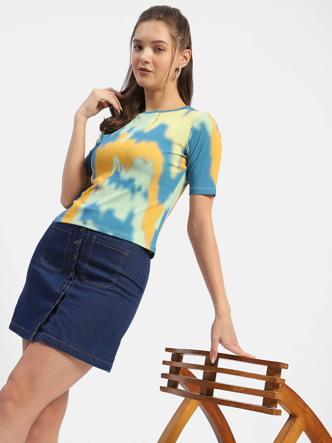 Madame Abstract Print Orange Regular T-Shirt