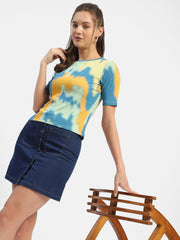 Madame Abstract Print Orange Regular T-Shirt