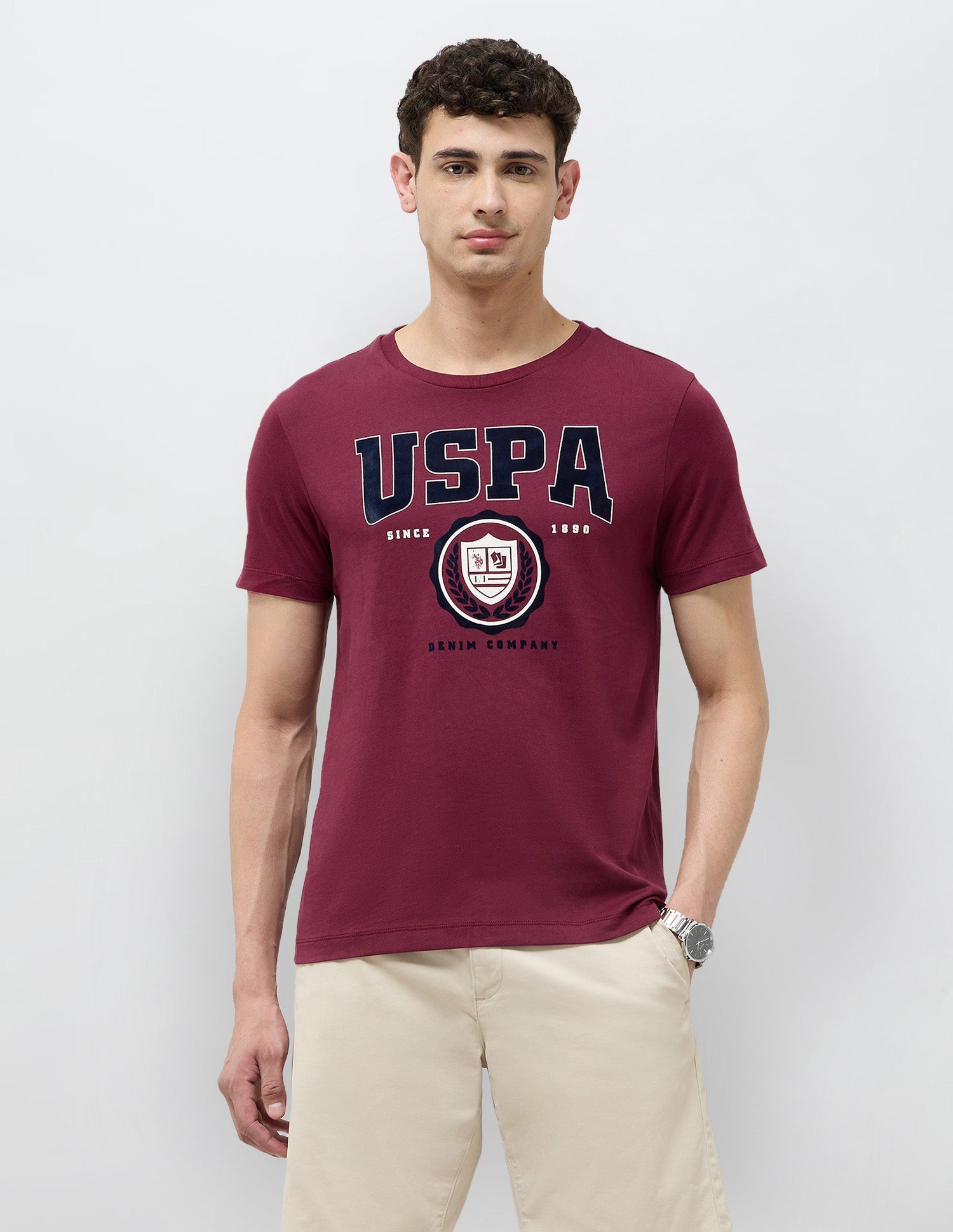 U.S.Polo Mens T-Shirt F/S Udtsh3808 Maroon