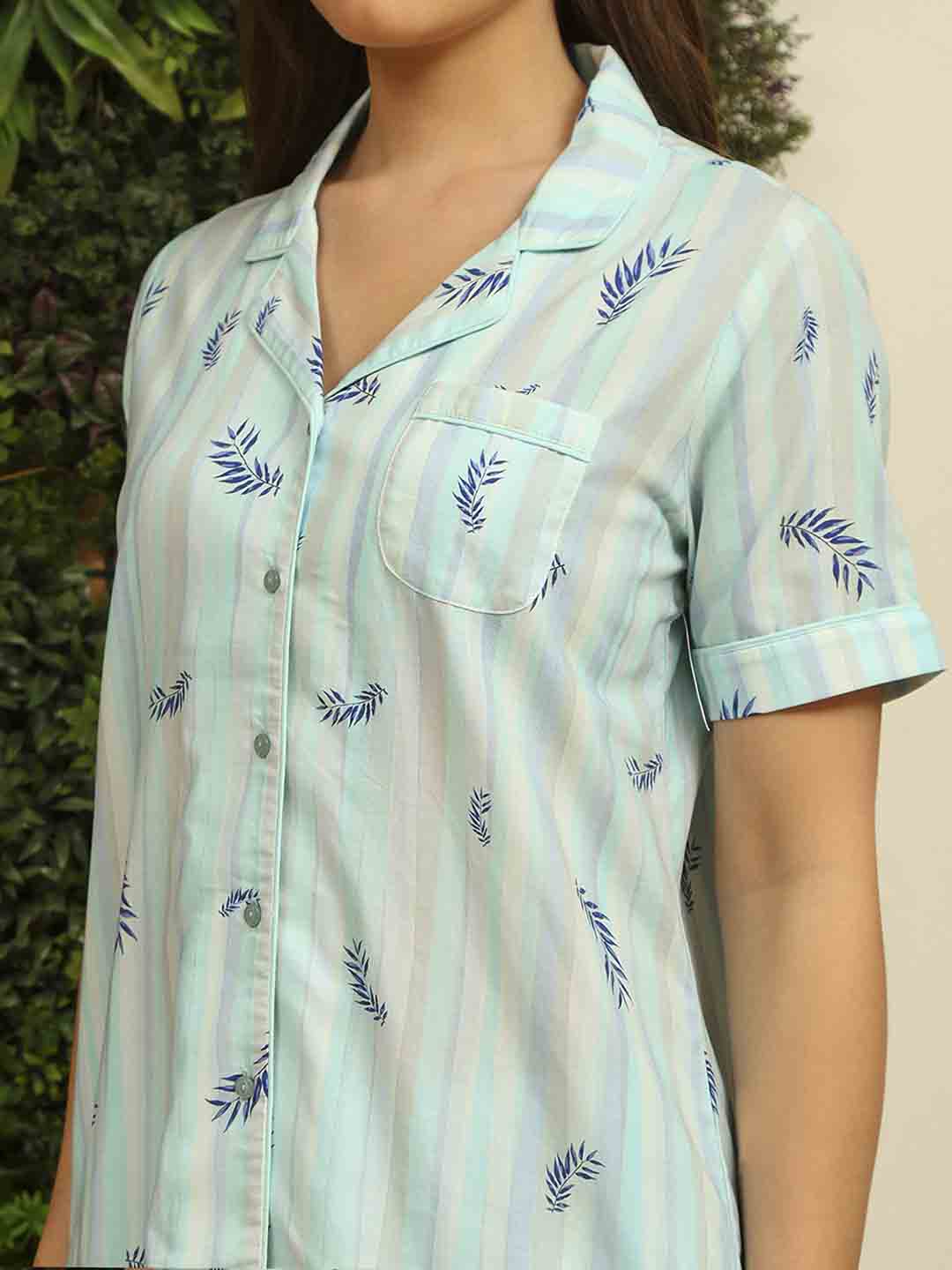 M-Secret Ladies Western Night Suit H/S S5S30142 043 Aqua