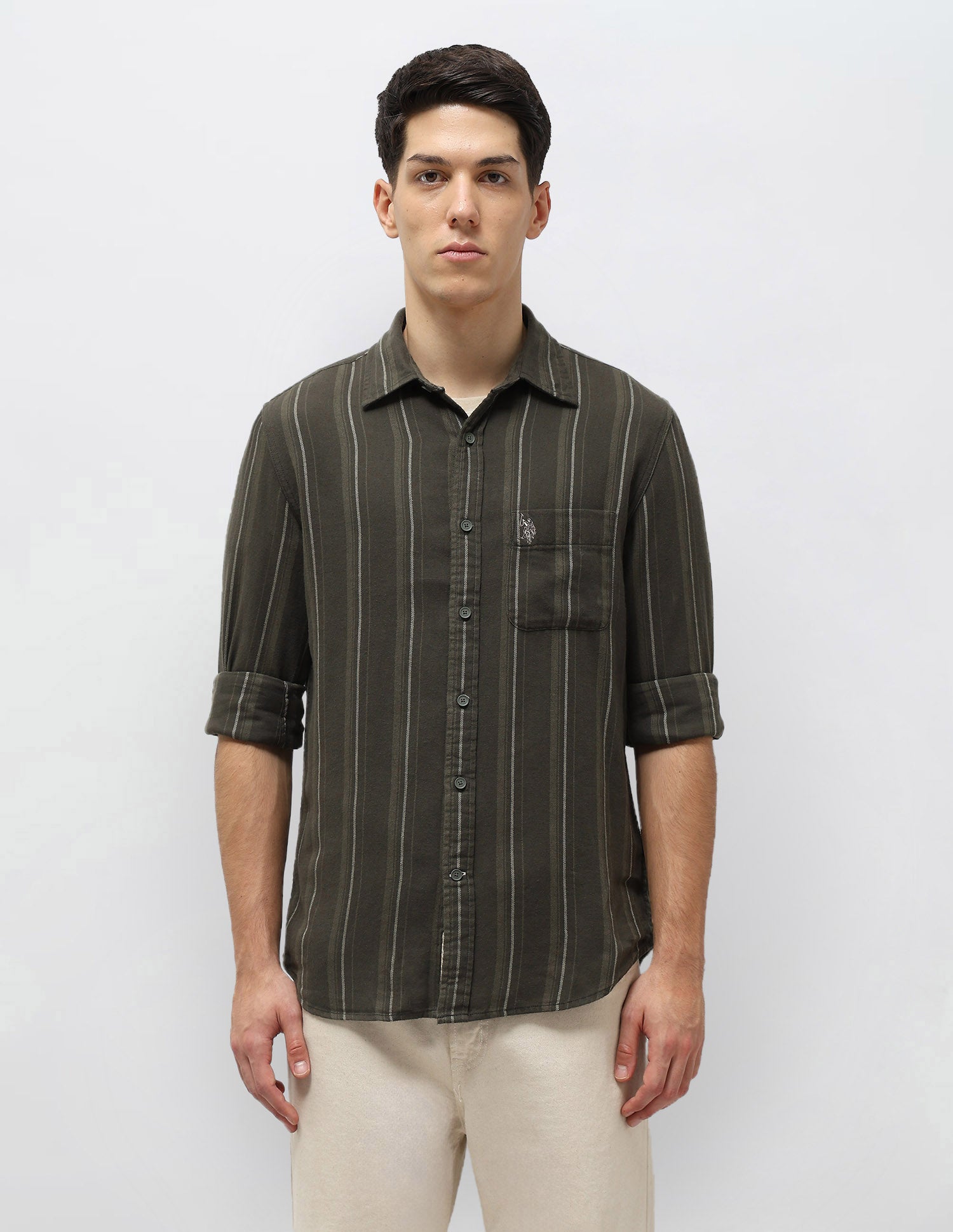 U.S.Polo Mens Casual Shirt F/S Udsht1989 Olive