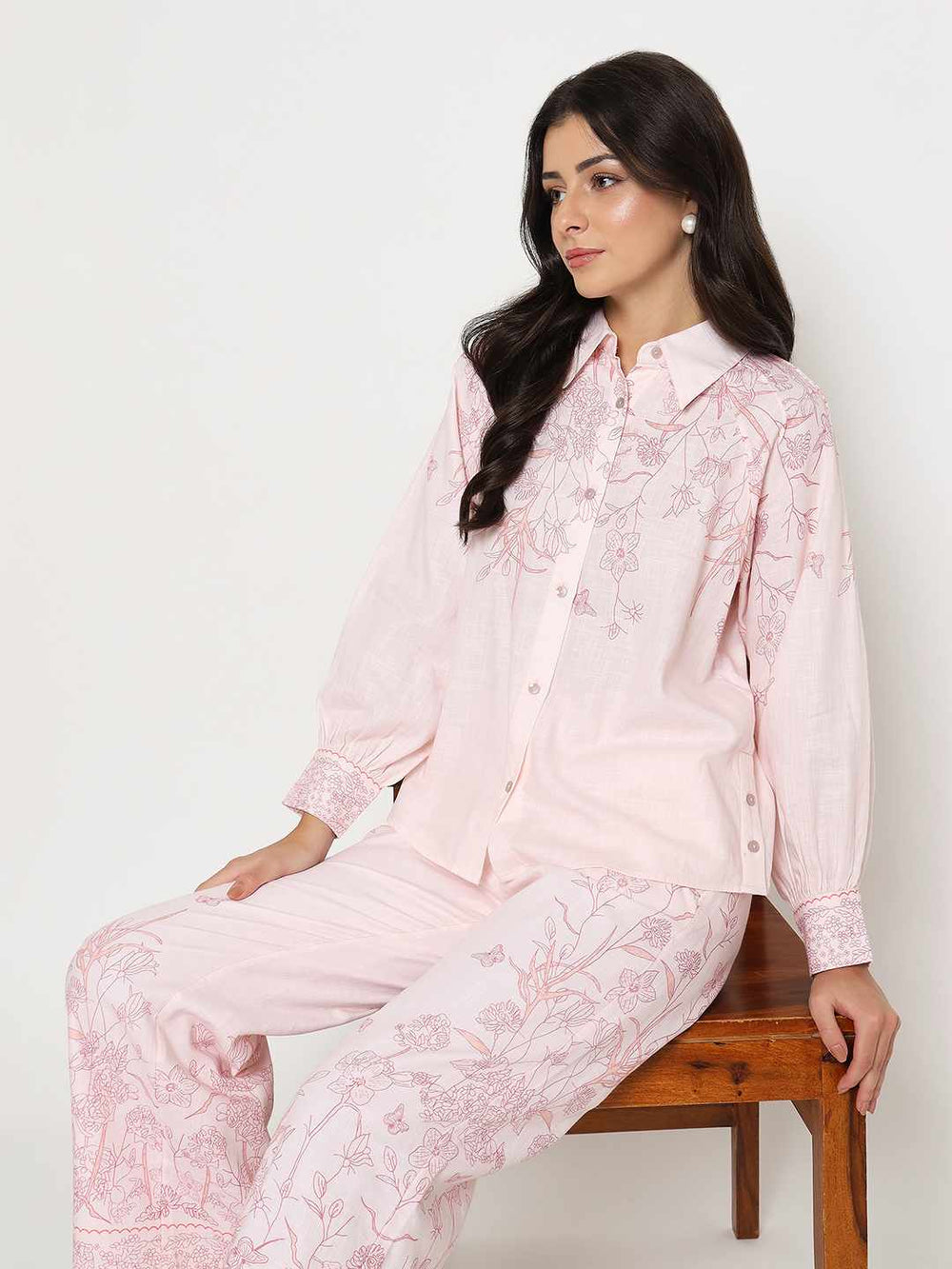 Pink Madame Ladies Western fashion set with stylish upper clothing, featuring a trendy design and feminine details.