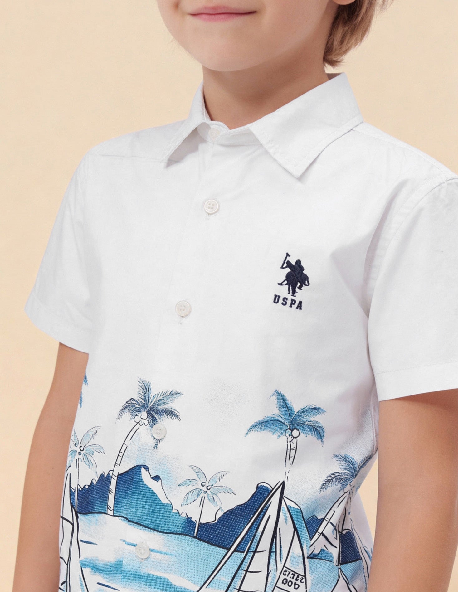 U.S.POLO KIDS BOYS SHIRT H/S UKSHT1927 WHITE