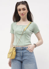 Madame Solid Mint Green Corset Style Top