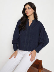 Madame Ladies Western Top H/S M5S18722 026 Navy