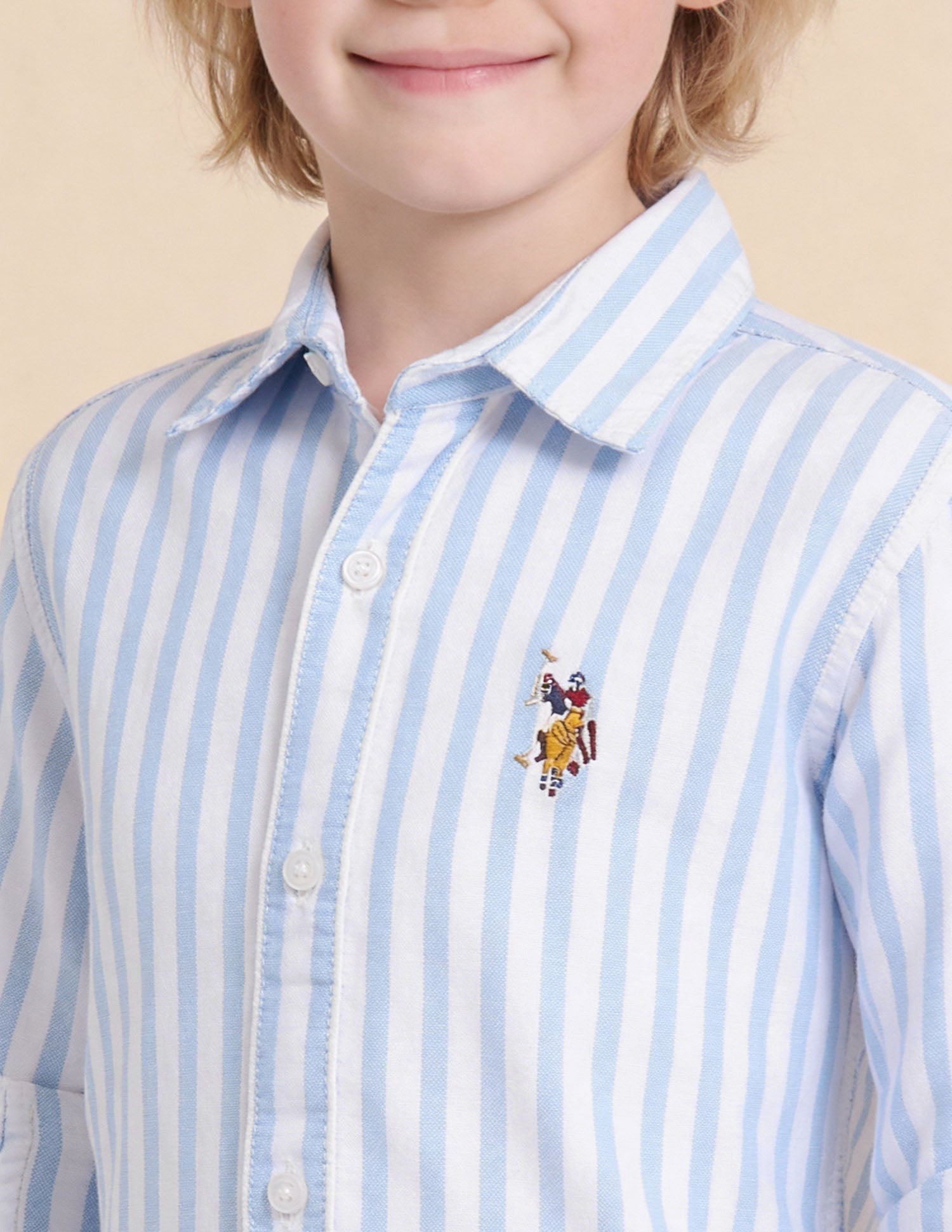 U.S.POLO KIDS BOYS SHIRT H/S UKSHT1980 BLUE