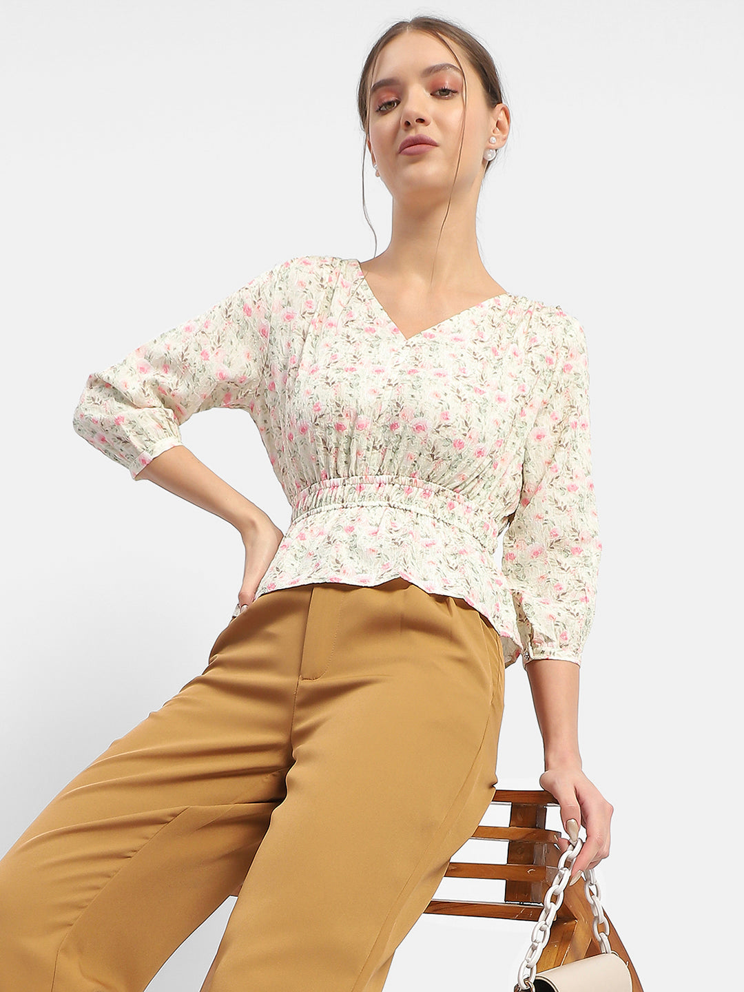 Madame Ladies Western Top H/S M4S18650 001 Beige